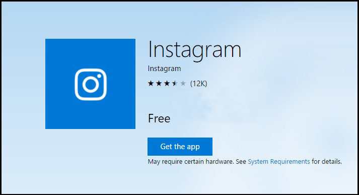 Instagram app for Windows 10